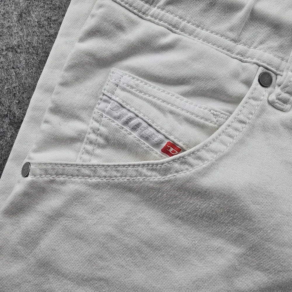 Diesel JoggJeans Pants Krooley R-NE Mens 34 White Elastic Waist Slim Straight